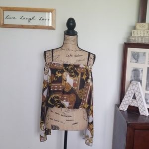 Papaya Off the Shoulder Chain Print Top